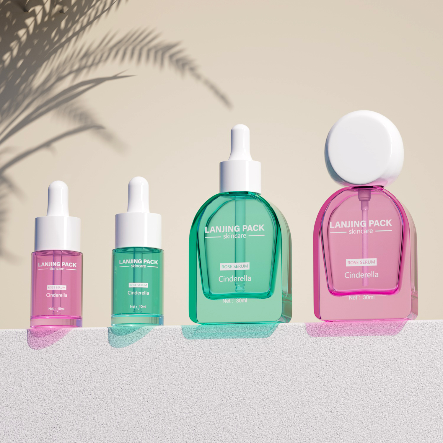 Skincare Glass Bottles Packaging 1oz Purple Glass Pump Bottle For Lotion Green Glass Serum Bottle With Dropper Cap
