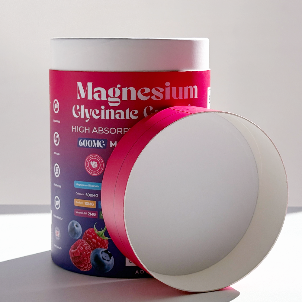 Food Grade Moisture-Proof Supplement Paper Tube Packaging for Snack Sugar Custom Printed Recyclable Cylinder Box for Protein