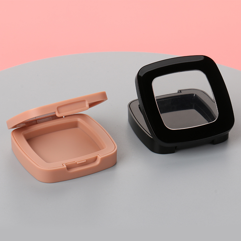 Customized Color White Color Makeup Tools Containers Loose Powder Hot Stamping ABS Press Powder Compact Case Packaging
