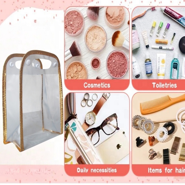 Customized Transparent Clear PVC Plastic Cosmetic Bag with Side Gusset Personalized Cosmetics Packaging for Shampoo