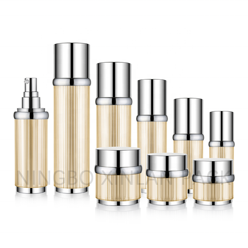 100ml 120ml Rose Gold Color Plastic Cosmetic Airless Luxury Spray Pump Bottle Set Airless Pump Bottle and Jar
