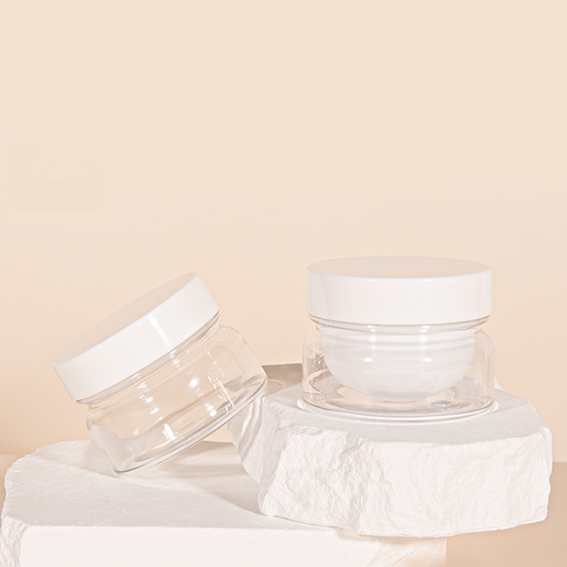 PET 2.5 OZ for Clear Cosmetic Plastic Jars with Black Lids Round Containers for Lotion and Capsules