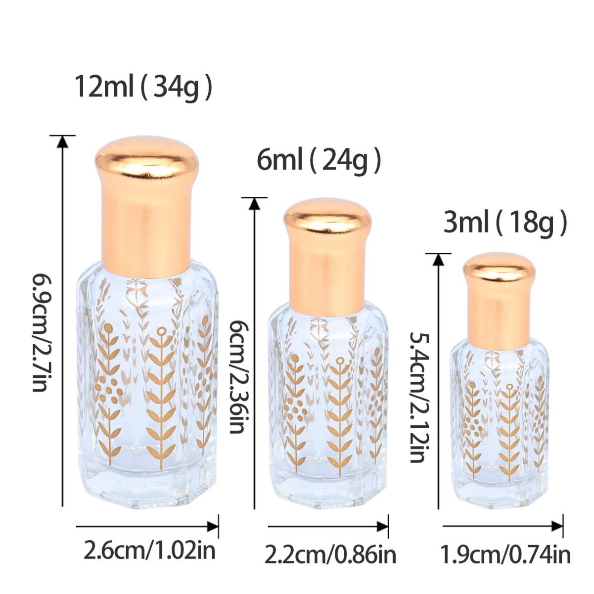 Glass Rollerball Empty Bottle 3ml 6ml 12ml