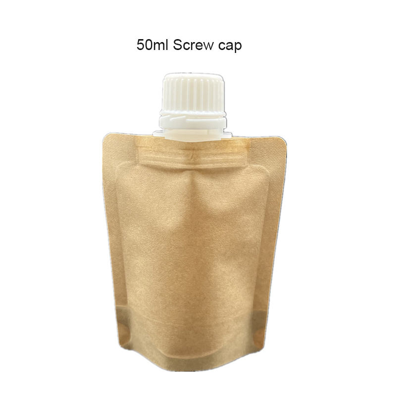 Custom Printed Biodegradable Stand Up Recyclable Liquid Laundry Cosmetic Shampoo Refill Kraft Paper Spout Pouch Packaging Bags