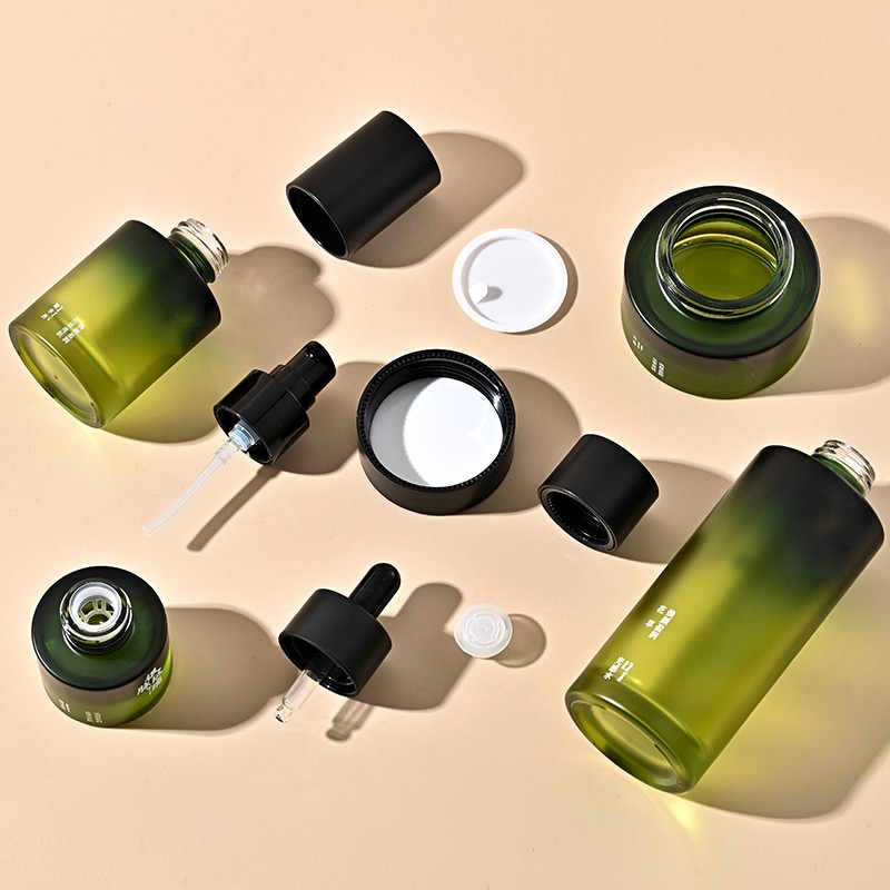 Cylinder Shape Cosmetic Dropper Screw Cap OEM Empty Lotion Glass Packaging 30ml 50ml Eye Cream Serum Bottle Screen Printing
