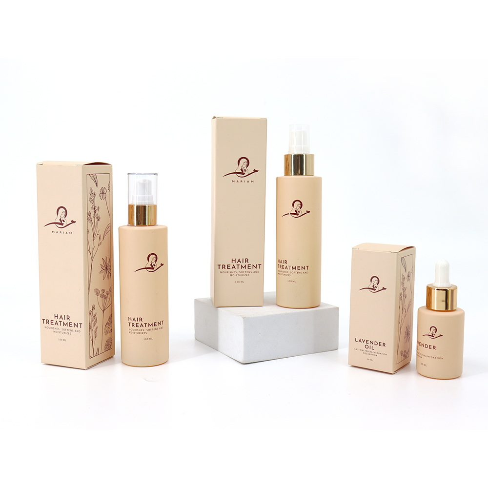 30ml 50ml Glass Bottle Vitamin C Serum Bottle Anti Oxidation Flat Shoulder Glass Pump Bottle with Packaging Paper Box