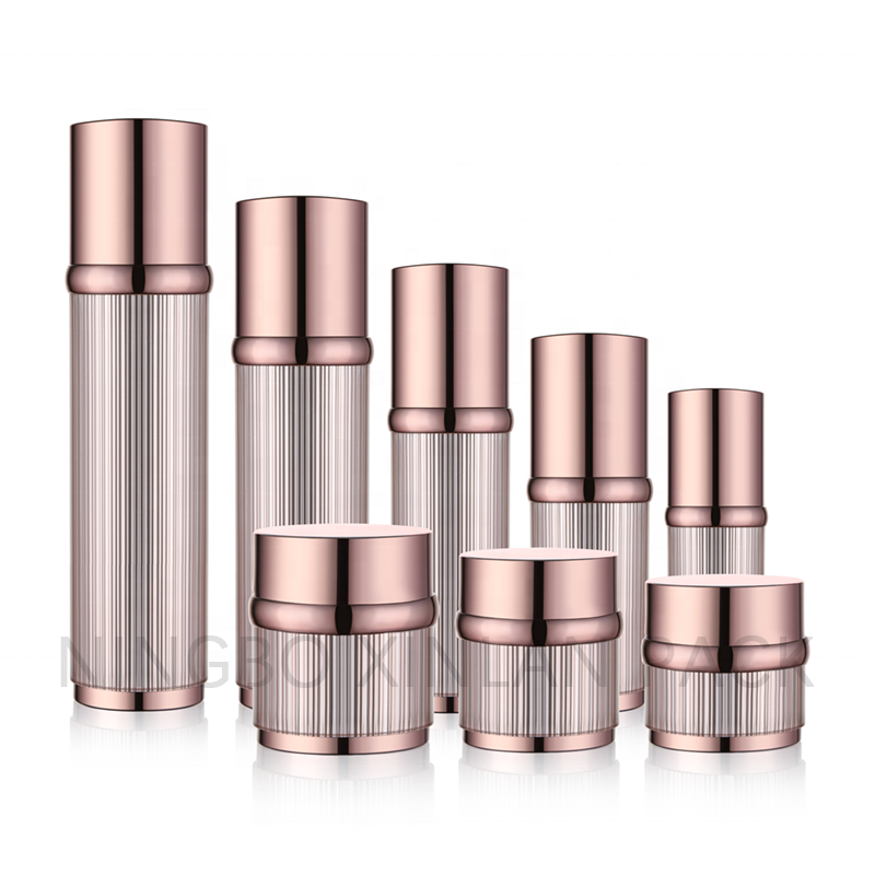 100ml 120ml Rose Gold Color Plastic Cosmetic Airless Luxury Spray Pump Bottle Set Airless Pump Bottle and Jar