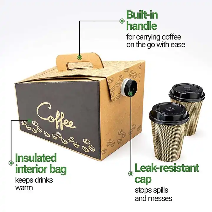 Coffee Bag In Box For Take Away With Handle And Water Bag In Box 1L 2L 3L Colorful Logo Drip Disposable Coffee Dispenser