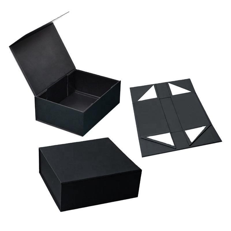 Big Logo Folding Collapsible Cardboard Baby Black Luxury Gift Packaging Rigid Magnetic Paper Boxes with Lid for Small Business