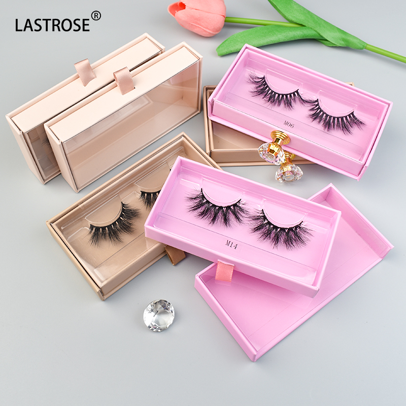 Pink Nude Empty Lash Packaging Boxes Custom logo False Eyelashes case Private Label 3D Mink Eyelash Packaging Box