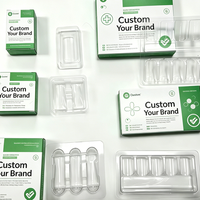 Custom logo Waterproof Medicine Packaging 2ml/3ml/10ml Label and Pep Box 1pack 2Vials Plastic Tray Holographic Box
