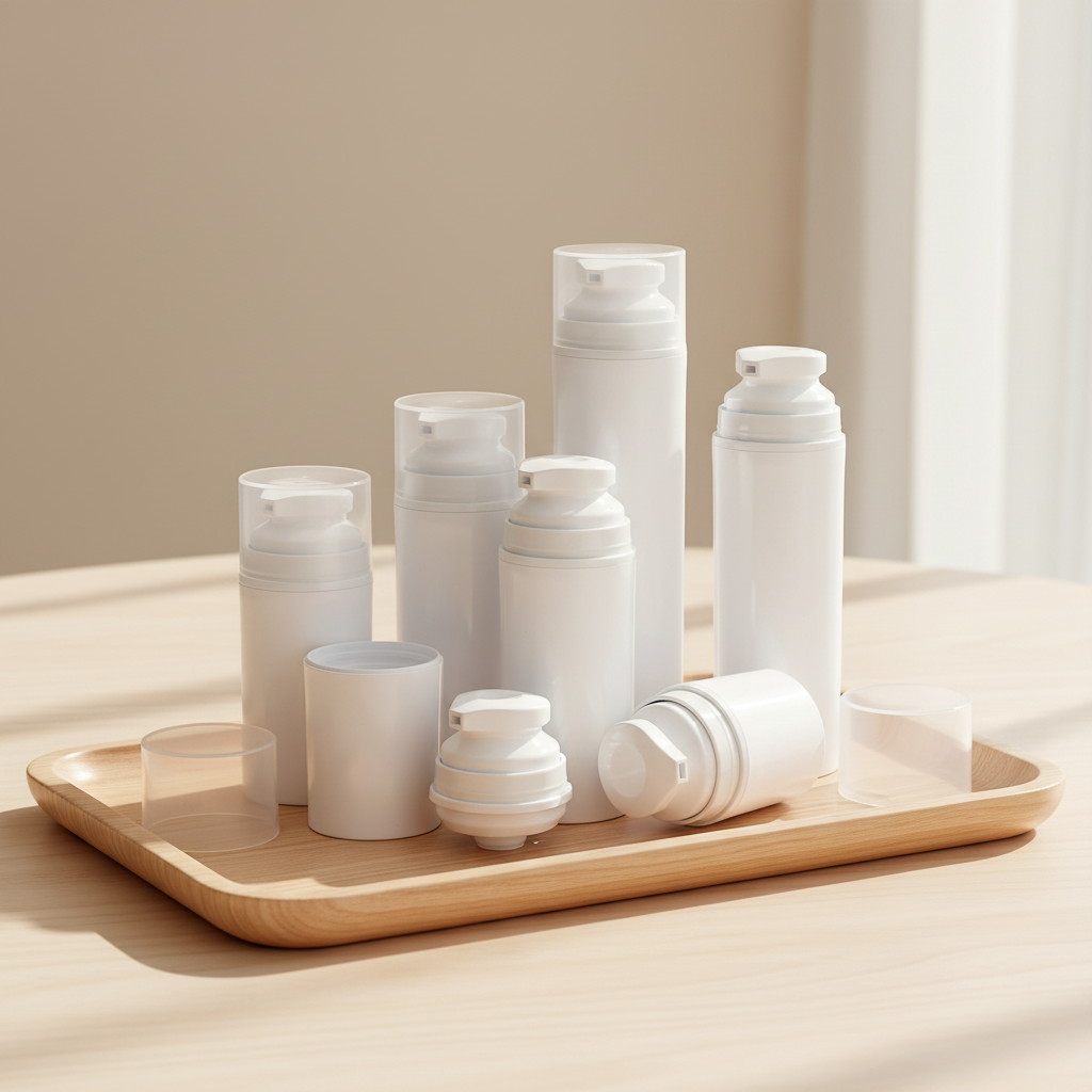 High Quality Eco-friendly Plastic Airless Pump Bottles Sizes Skin Care Cosmetics Lotion Cream Container Skincare Packaging