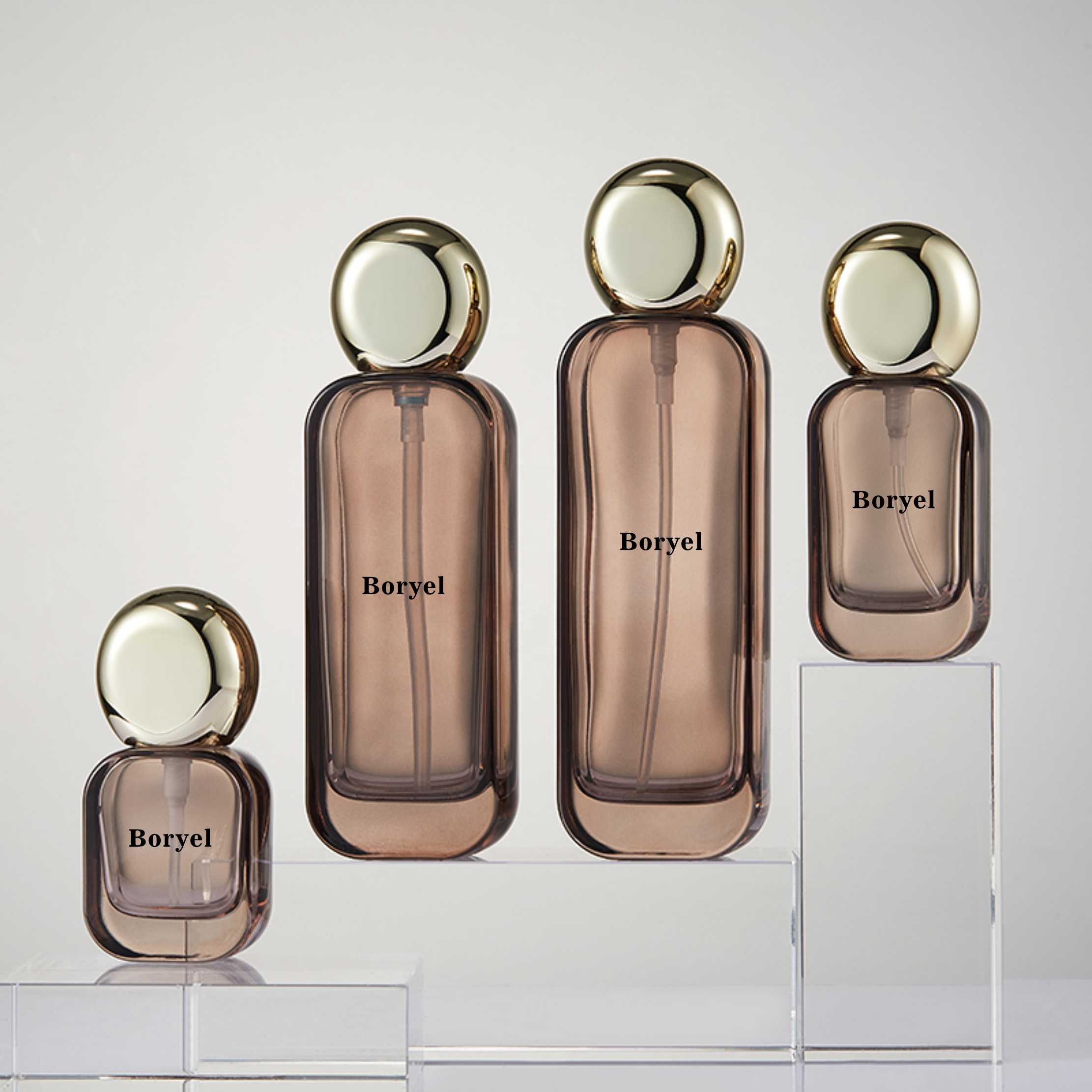 Luxurious Skincare Product Glass Bottle Set 30ml 50ml 100ml Brown Skincare Packaging Lotion Bottle with Pump Square Glass Jar