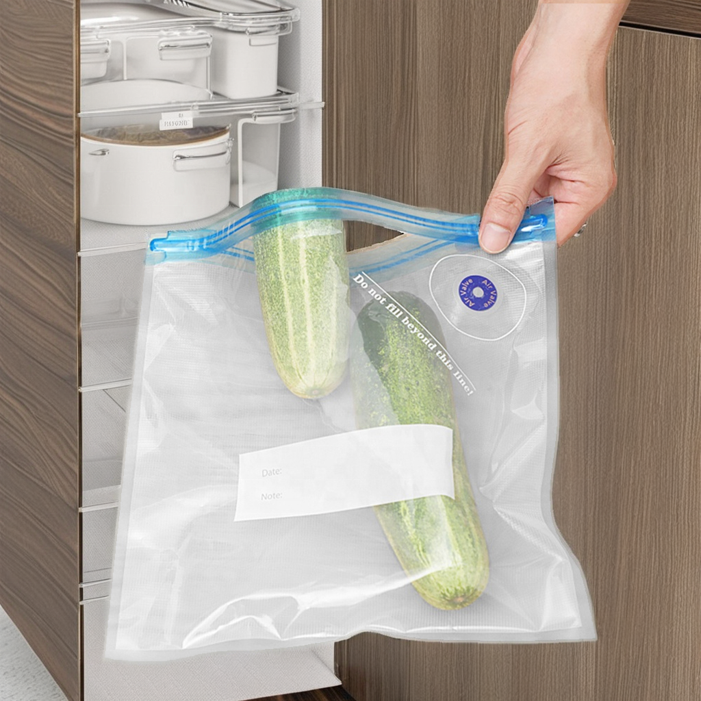 Eco-friendly small bags ideal reusable packaging,resealable vacuum-sealed freezer bags,zippered frozen food bag for food storage