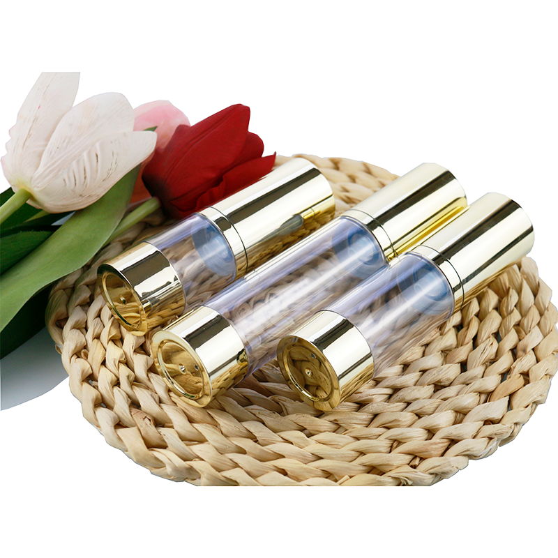 Cosmetic Packaging AS Clear Vacuum Airless Bottle Gold Silver Aluminum Plastic Airless Pump Bottle 15ml 30ml 50ml