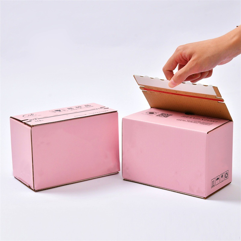 Custom Logo Recycled Corrugated Packing Shipping Boxes Eco-Friendly Kraft Paper Mailer Box with Easy Tear Strip