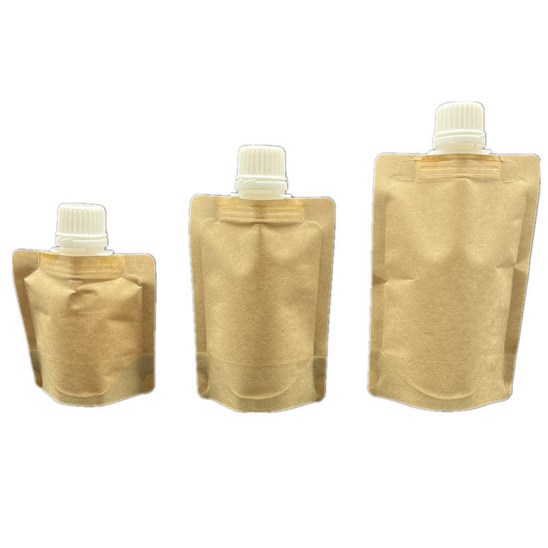 Custom Printed Biodegradable Stand Up Recyclable Liquid Laundry Cosmetic Shampoo Refill Kraft Paper Spout Pouch Packaging Bags