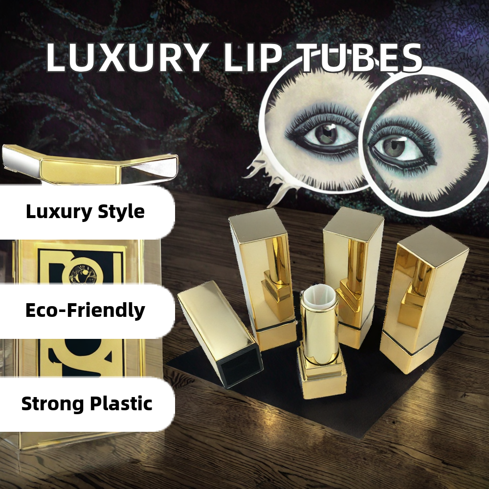 Luxury Rose Gold Lip Balm Lipstick Tube Custom Printed Plastic Makeup Tool Screw Cap Wholesale Cosmetic Packaging for Blush Use