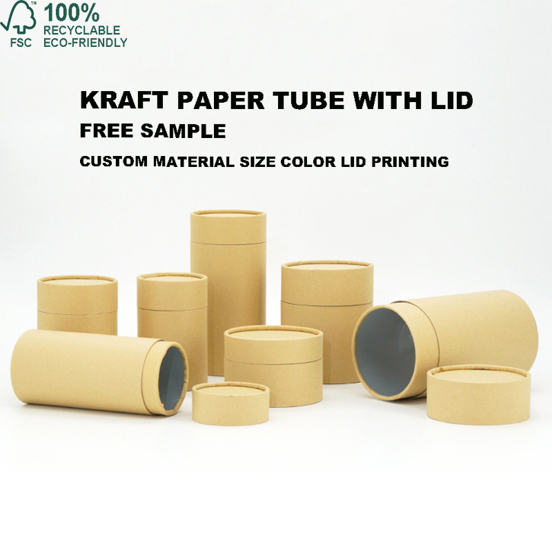 Wholesale Food Grade Tea Kraft Paper Tube Packaging Airtight With Aluminum Inside Custom Craft Coffee Paper Tubes Packaging
