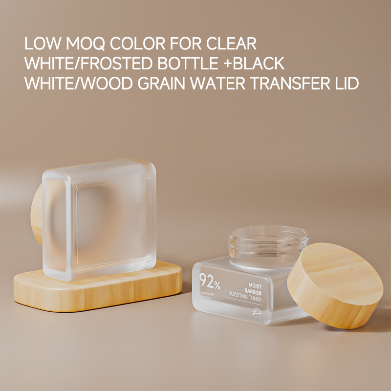 Fuyun Wholesale Cosmetic Packaging square clear Frosted Empty Serum Lotion Glass Bottle with Pump