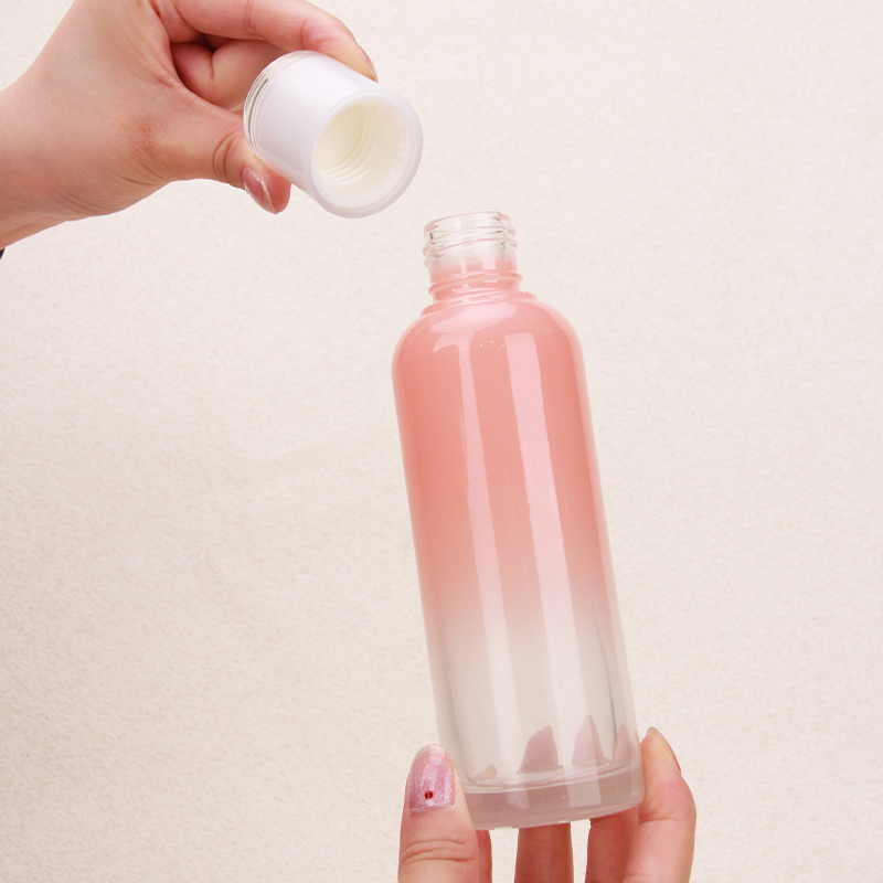 Luxurious Cosmetic Glass Packaging 50g Jar Container Round Shape Gradient Color Design with Dropper Cap for Face Cream Eye Drops
