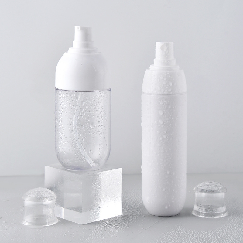 30ml 50ml 100ml 120ml 150ml 180ml For Clear White Plastic Empty Body Mist And Lotion Bottles Oval Shape With Pump Sprayer Seal