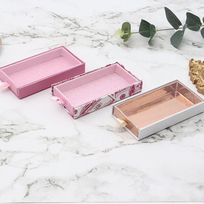 B996 Cosmetic Eyelash Rigid Packaging Boxes Wholesale Private Label Custom Logo Brown Paperboard Glossy Lamination Sponge