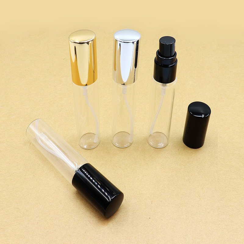Portable 8ml 10ml 20ml Travel Size with Metal Spray Refillable Aluminum Collar Glass Perfume Bottle