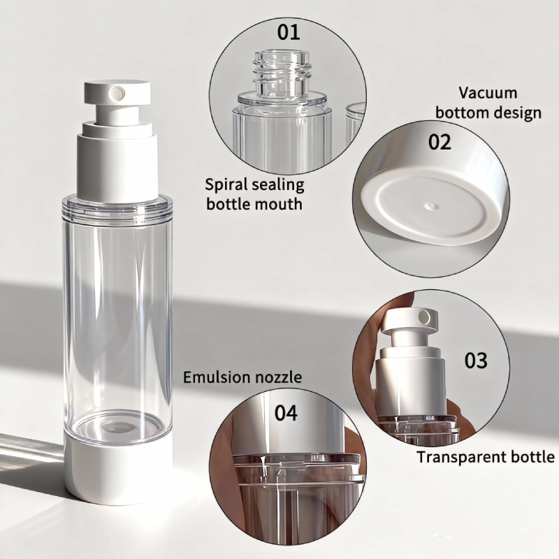 High End Refillable Plastic Skincare Packaging 120ml 100ml 50 ml 15ml 5ml Airless Press Cream Pump Bottle
