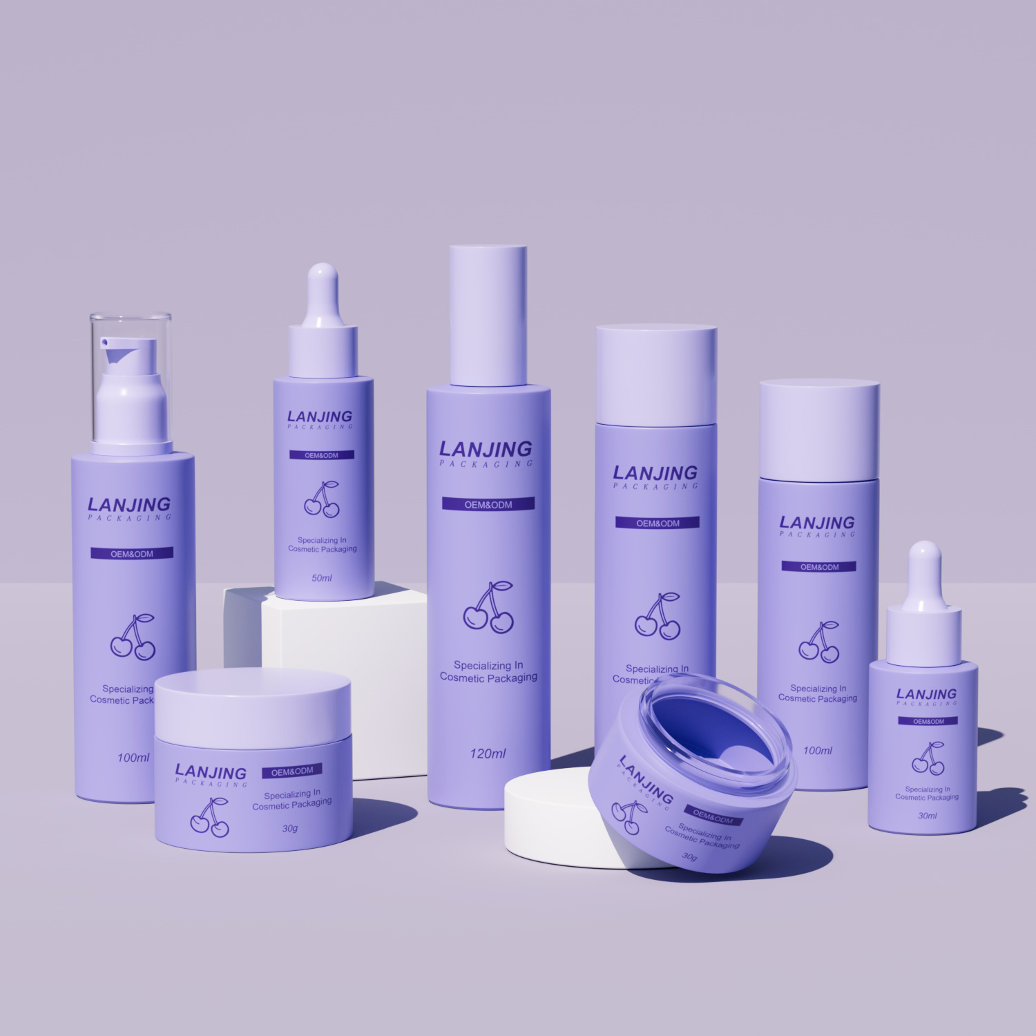 Wholesale Unique Coloured Gradient Cosmetic Packaging Set Custom Printed Face Cream Jar Glass Lotion Bottle With Pump