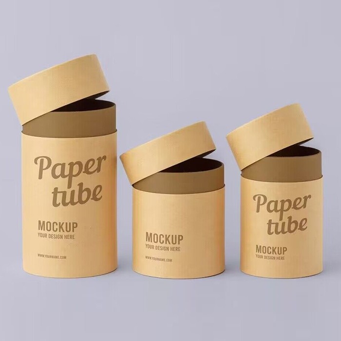 Zero Plastic Brown Paper Tube Packaging Custom Cardboard Cylinder Box Packaging for Candle/Bottle/Cosmetic