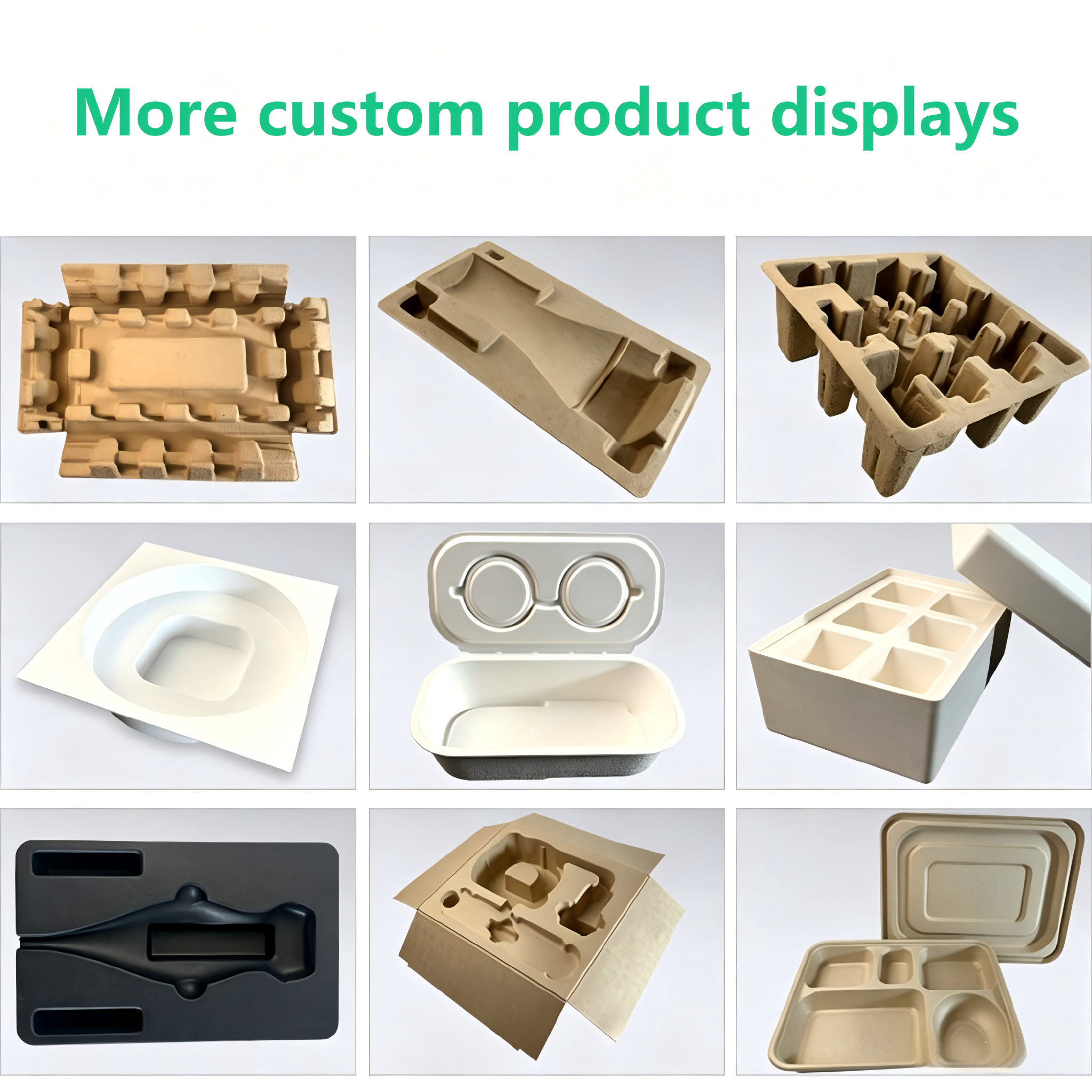 HAOWEI Eco-Friendly Fully Biodegradable Recyclable Molded Pulp Oblong UV Cosmetic Bottles Jars Makeup Boxes Paper Liner Custom