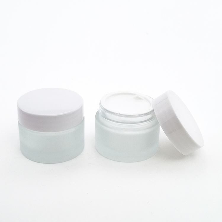 Eco Friendly Cosmetic Jars 15g 30g 50g 100g Luxury Frosted Glass Cream Jar with Lid for Body Butter Packaging