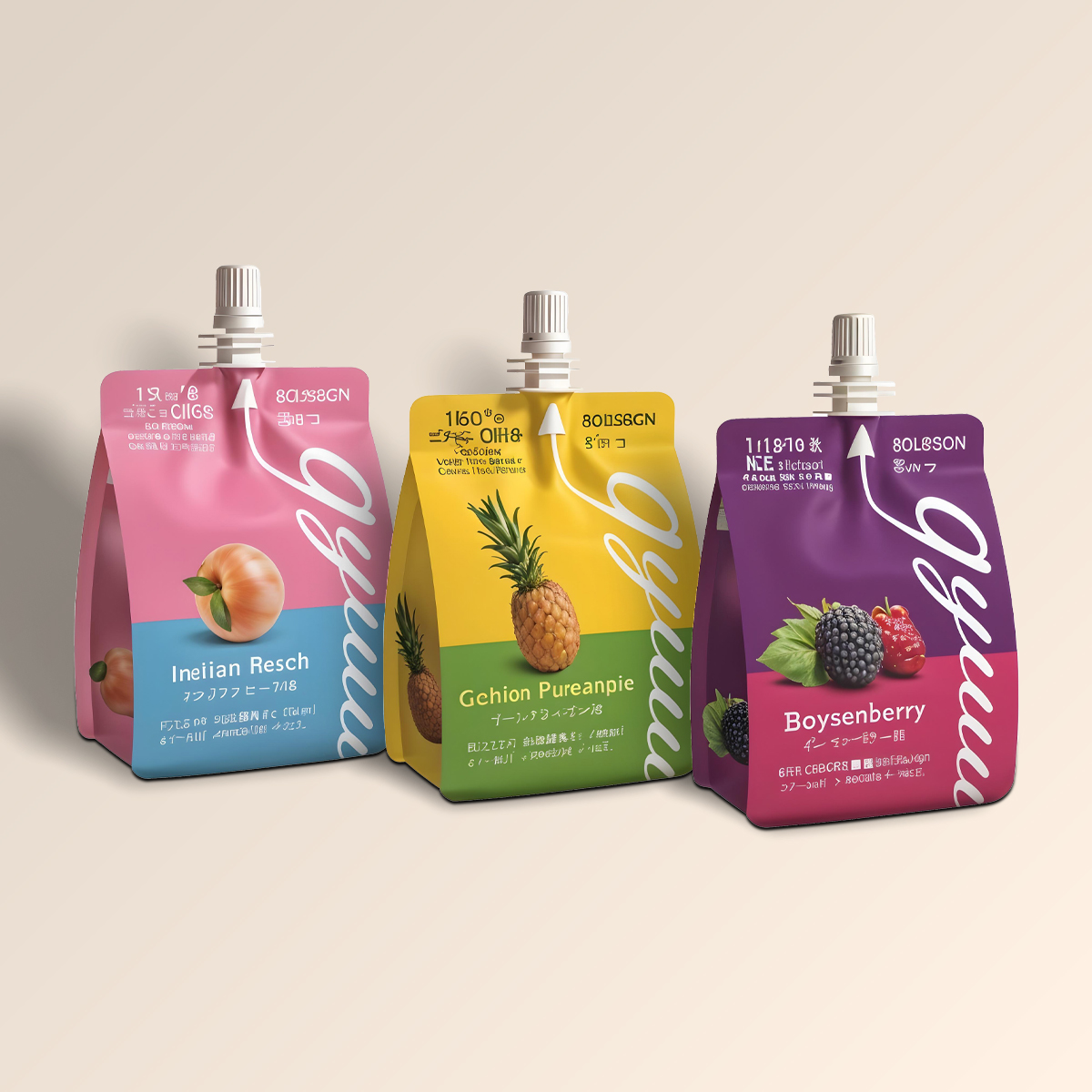 Custom Printed White Black Drink Juice Reusable Food Spout Pouch Plastic Liquid Packaging Stand Up Pouch With Suction