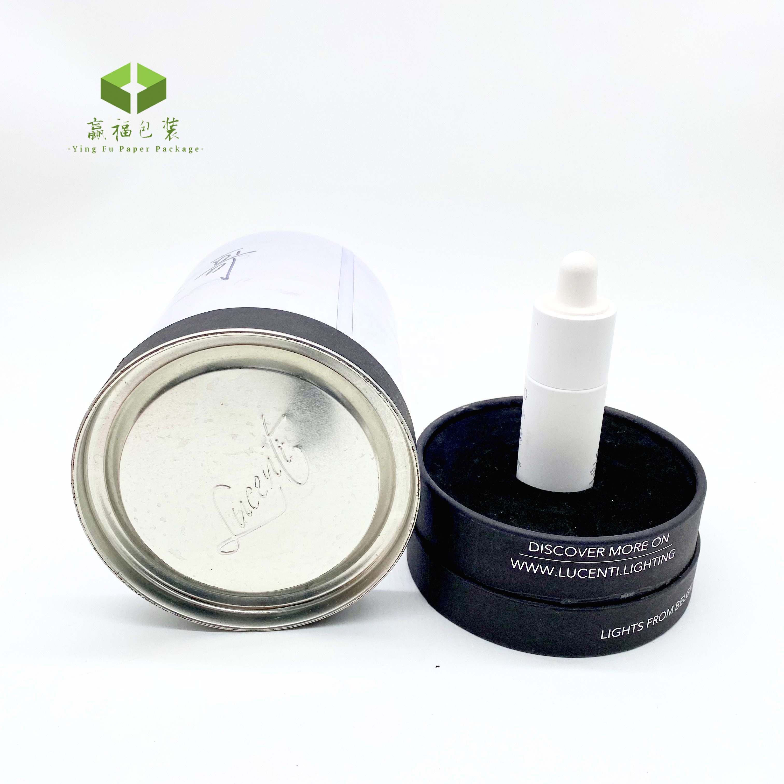 Customized Cardboard Essential Oil Bottle Glass Cylinder Paper Box Tube Packaging Transparent Empty clear Pvc Window