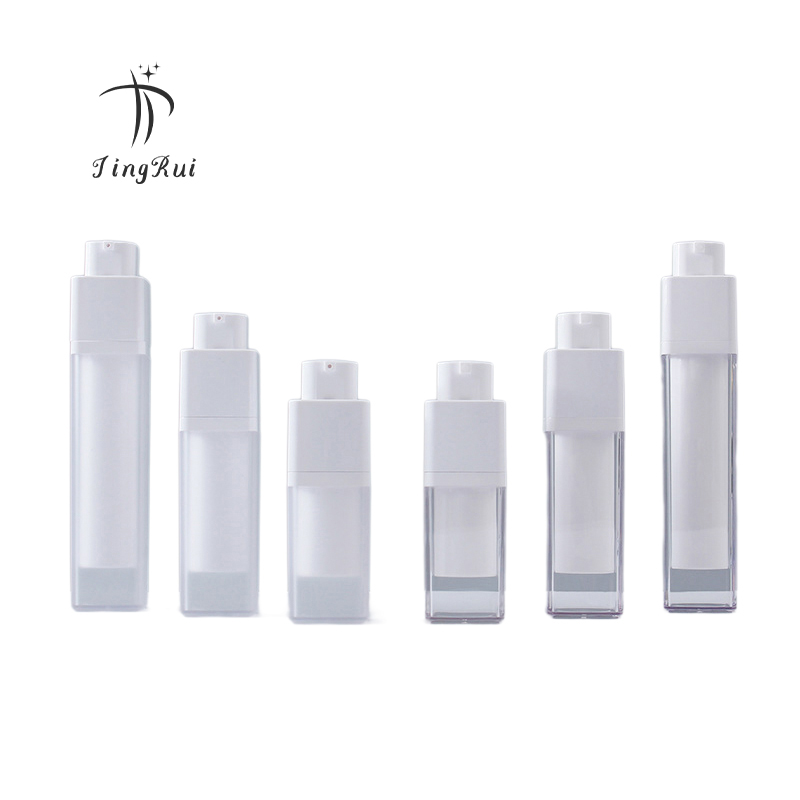 Square Frosted Matte Airless Lotion Pump Bottle 15ml 30ml 50ml Twist up Facial Care Cosmetic Packaging