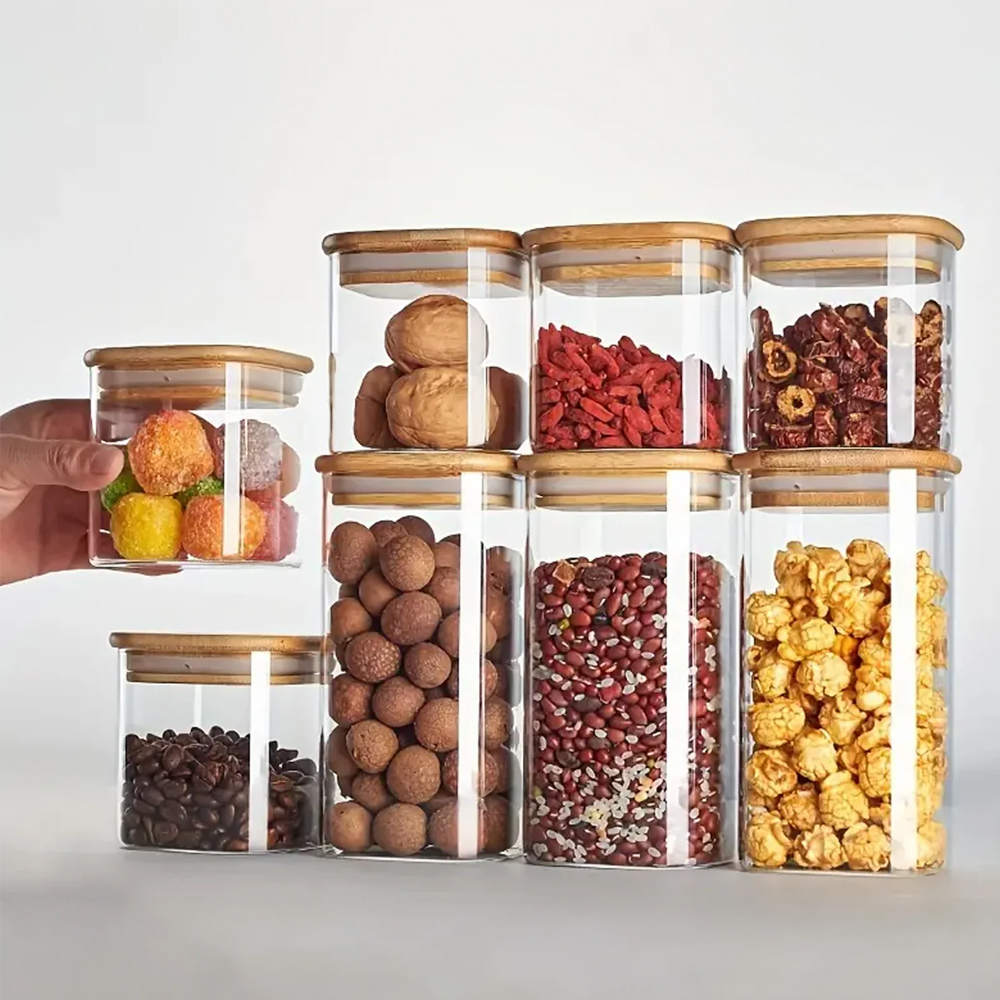 1oz 2oz 3oz 4oz 10oz 18oz Glass Jar with Lid for Flower Packaging Bottle Transparent Round Square Food Spicy