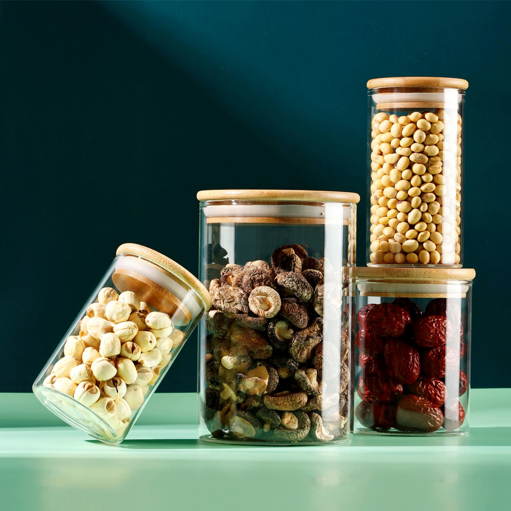 1oz 2oz 3oz 4oz 10oz 18oz Glass Jar with Lid for Flower Packaging Bottle Transparent Round Square Food Spicy
