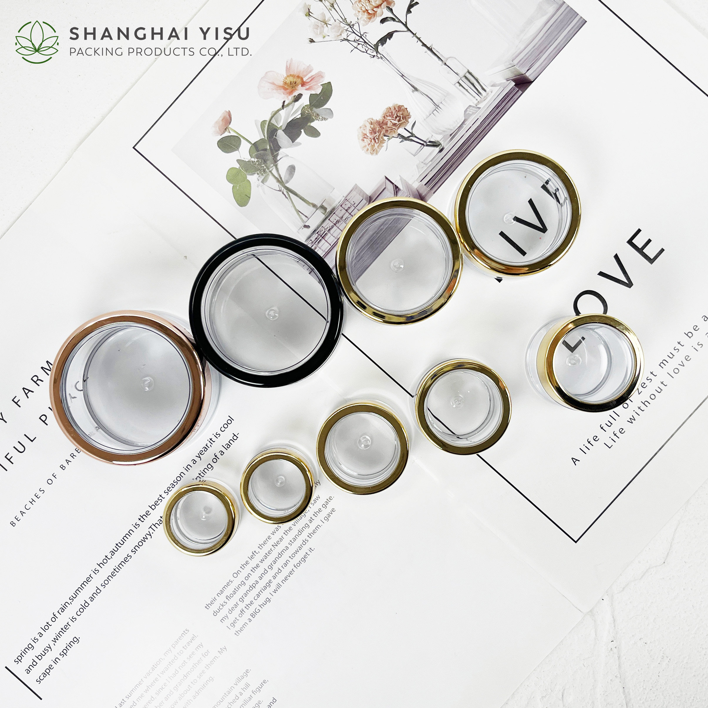 Gold Plastic Cream Jar Cosmetic Packaging 5g 10g 15g 20g 30g Jar with Screw Lid OEM Vietnam Plastic Factory