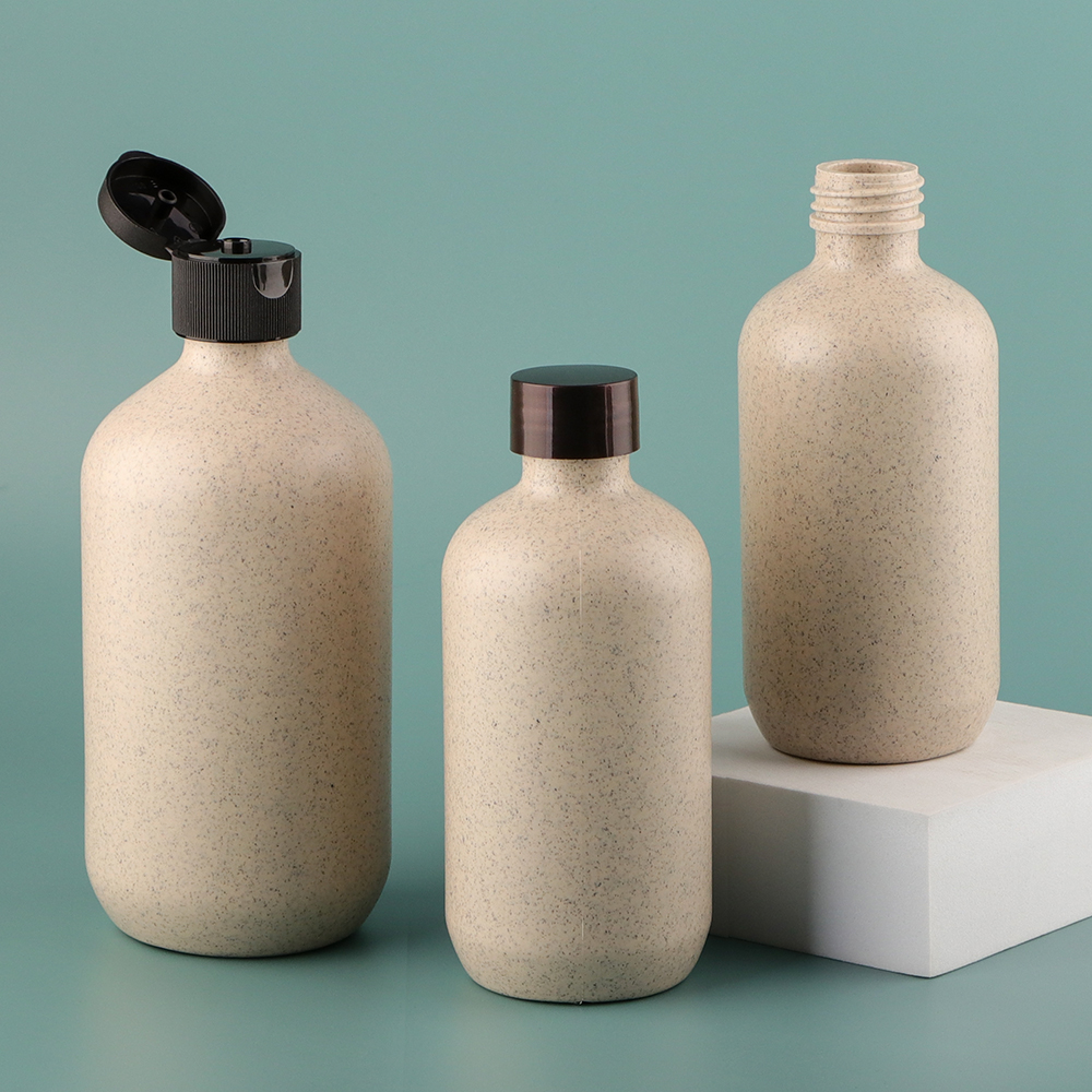 Custom Eco-friendly Wheat Straw and HDPE Biodegradable Bottle Plastic Packaging
