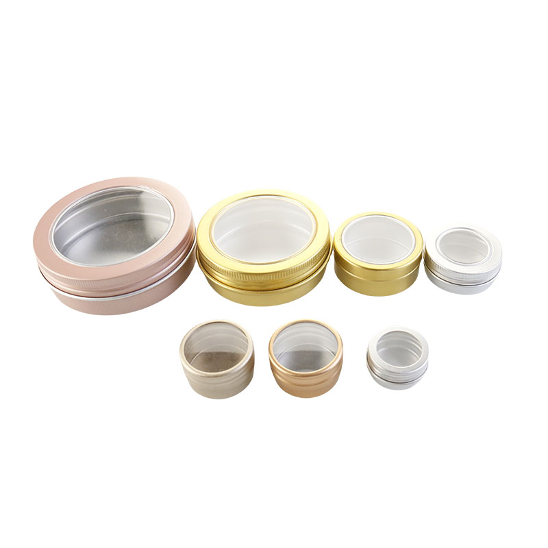 10g 10ml Empty Nail Storage Box PVC Clear Window Gold Silver Black Cosmetic Container Aluminum Tin Jars Packaging for Lip Balm