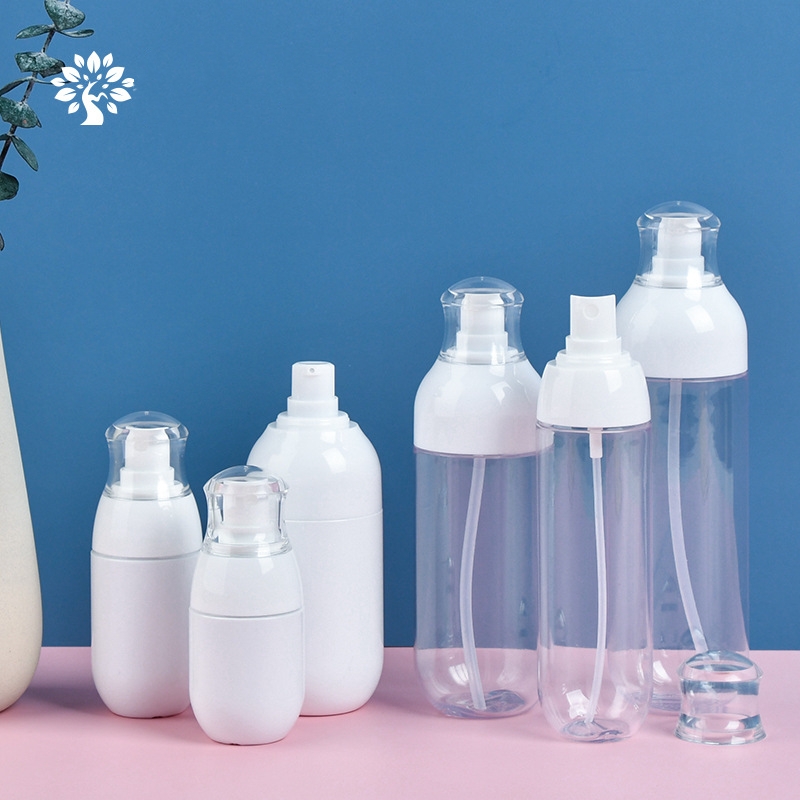 30ml 50ml 100ml 120ml 150ml 180ml For Clear White Plastic Empty Body Mist And Lotion Bottles Oval Shape With Pump Sprayer Seal