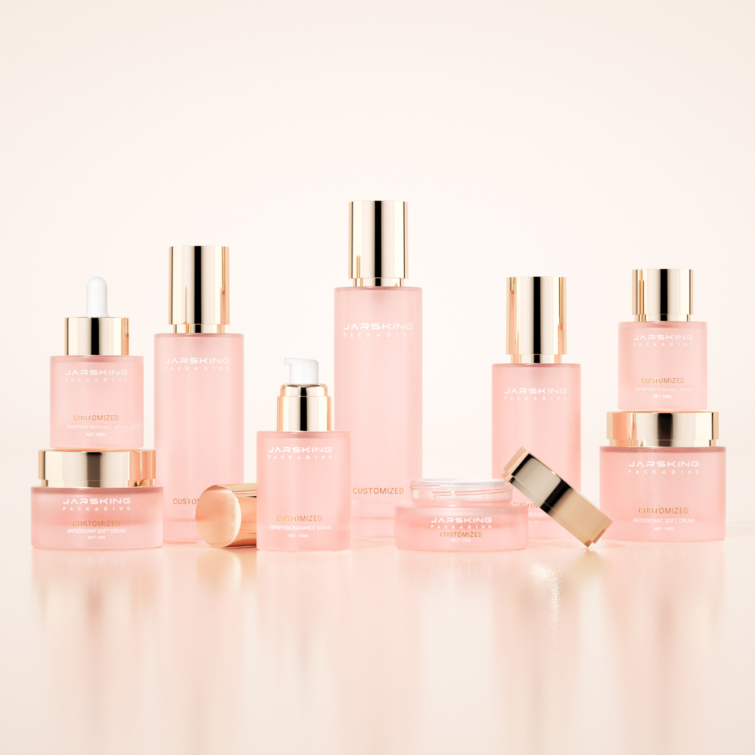 Clean Beauty Premium Skincare Containers Round Packaging Jars and Bottles Glass Cosmetic Toner Pump Bottle Customizable