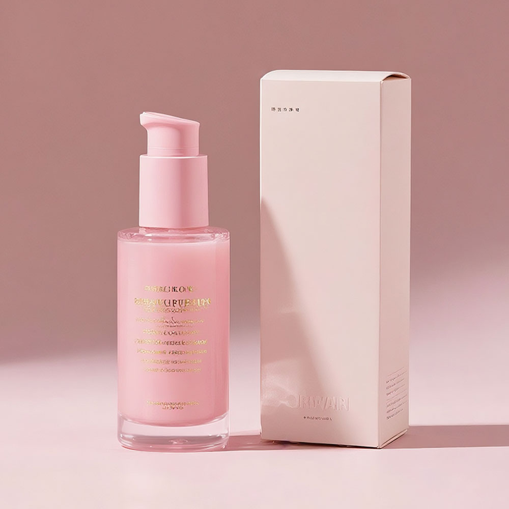 30ml 50ml Glass Bottle Vitamin C Serum Bottle Anti Oxidation Flat Shoulder Glass Pump Bottle with Packaging Paper Box