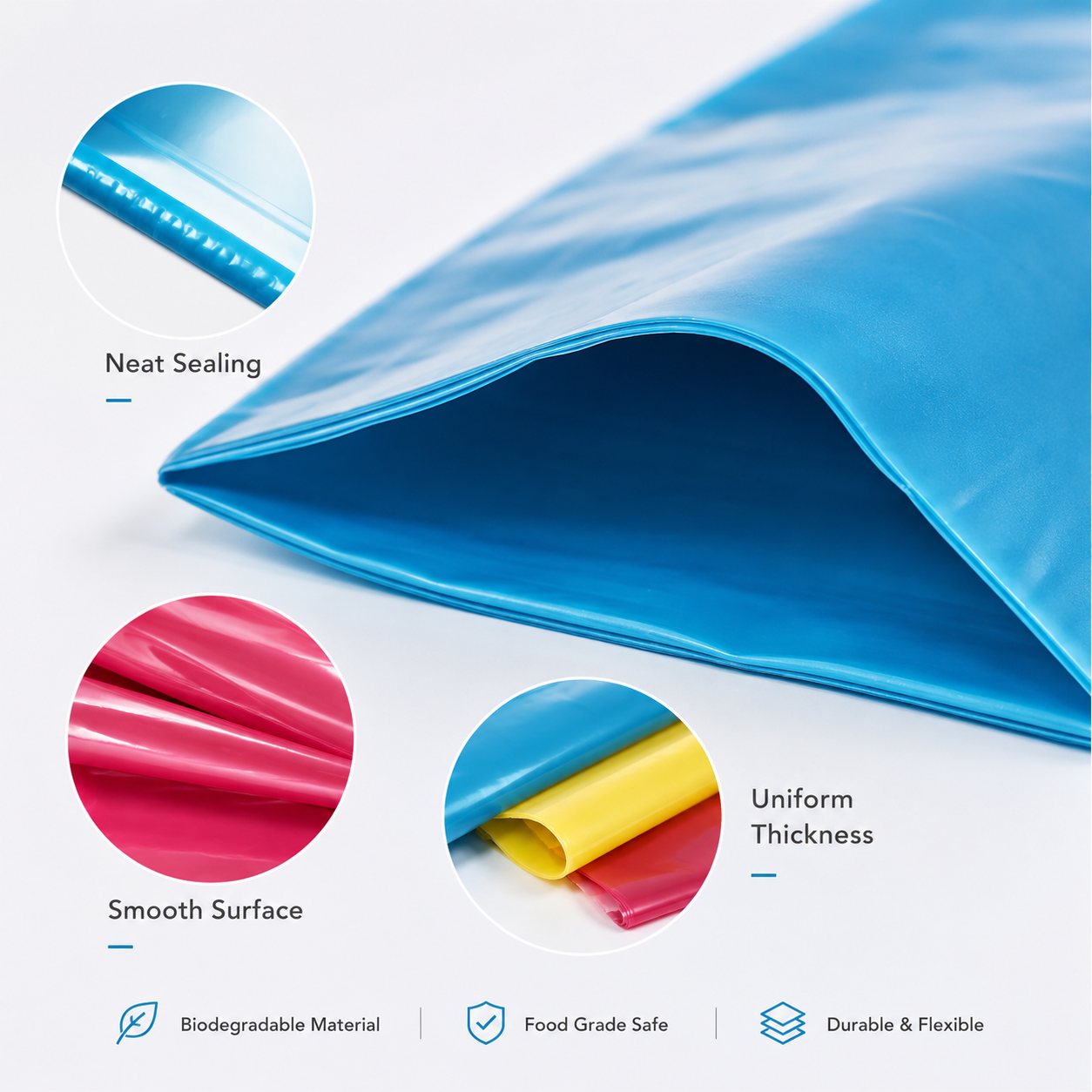 Custom Biodegradable PE Packaging Bag Eco Friendly Compostable Flat Bag Silk Screen Printing for Clothing Food Daily Products