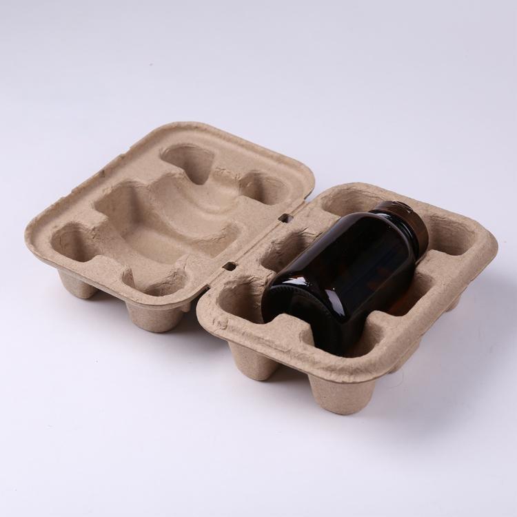 HAOWEI Eco-Friendly Fully Biodegradable Recyclable Molded Pulp Rigid Oblong Packaging Cosmetic Bottles Jars Makeup Boxes Paper