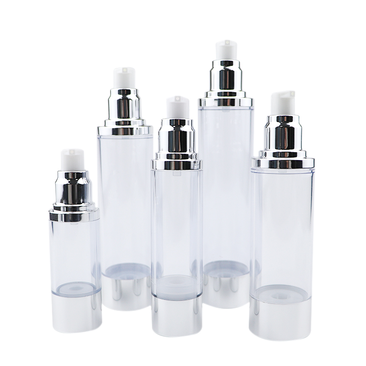 1oz 50 ml Face Cream Oil Spray Cosmetic Packaging 50ml 30ml 15ml 10ml 100ml Aluminum Silver AS Airless Pump Bottle for Lotion