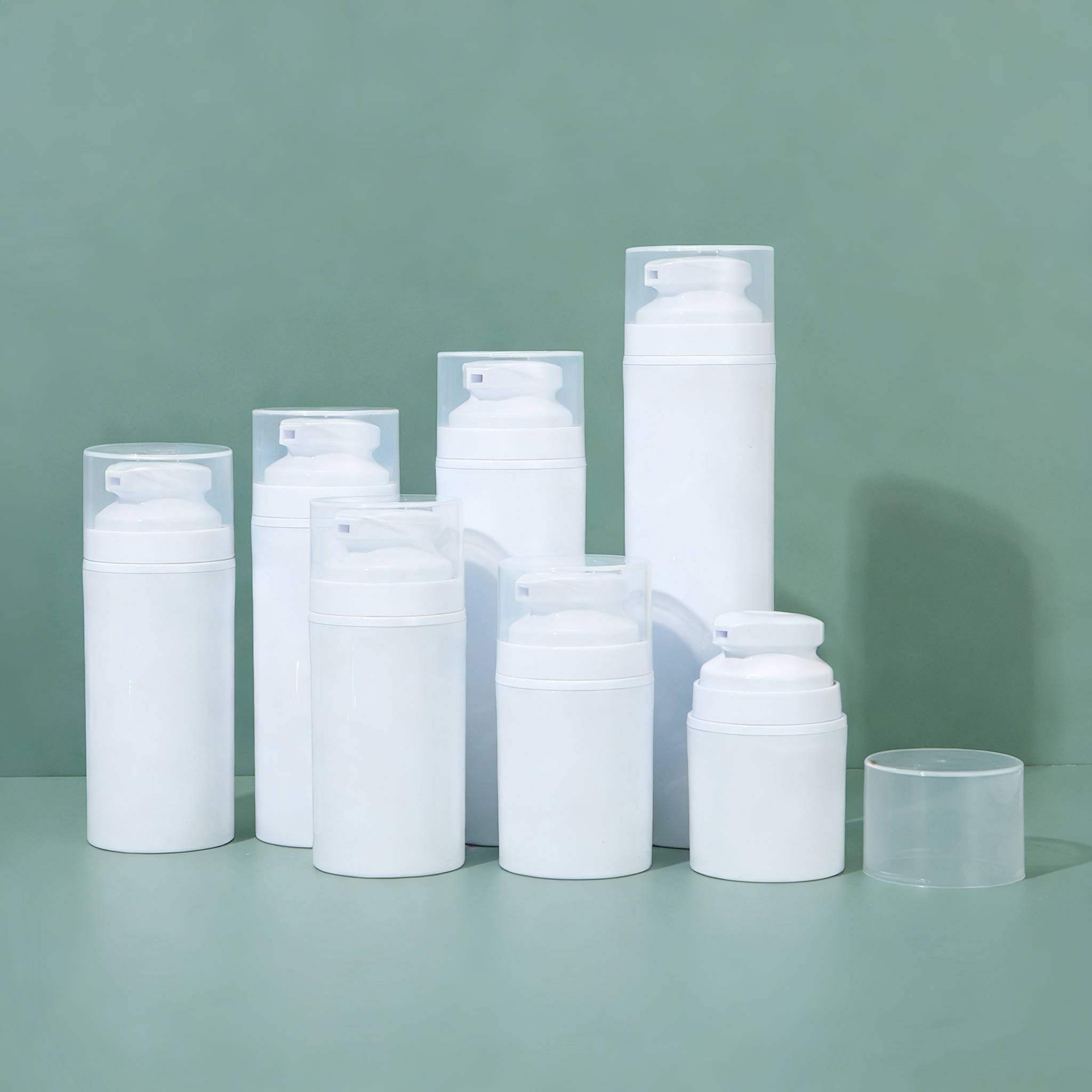 High Quality Eco-friendly Plastic Airless Pump Bottles Sizes Skin Care Cosmetics Lotion Cream Container Skincare Packaging