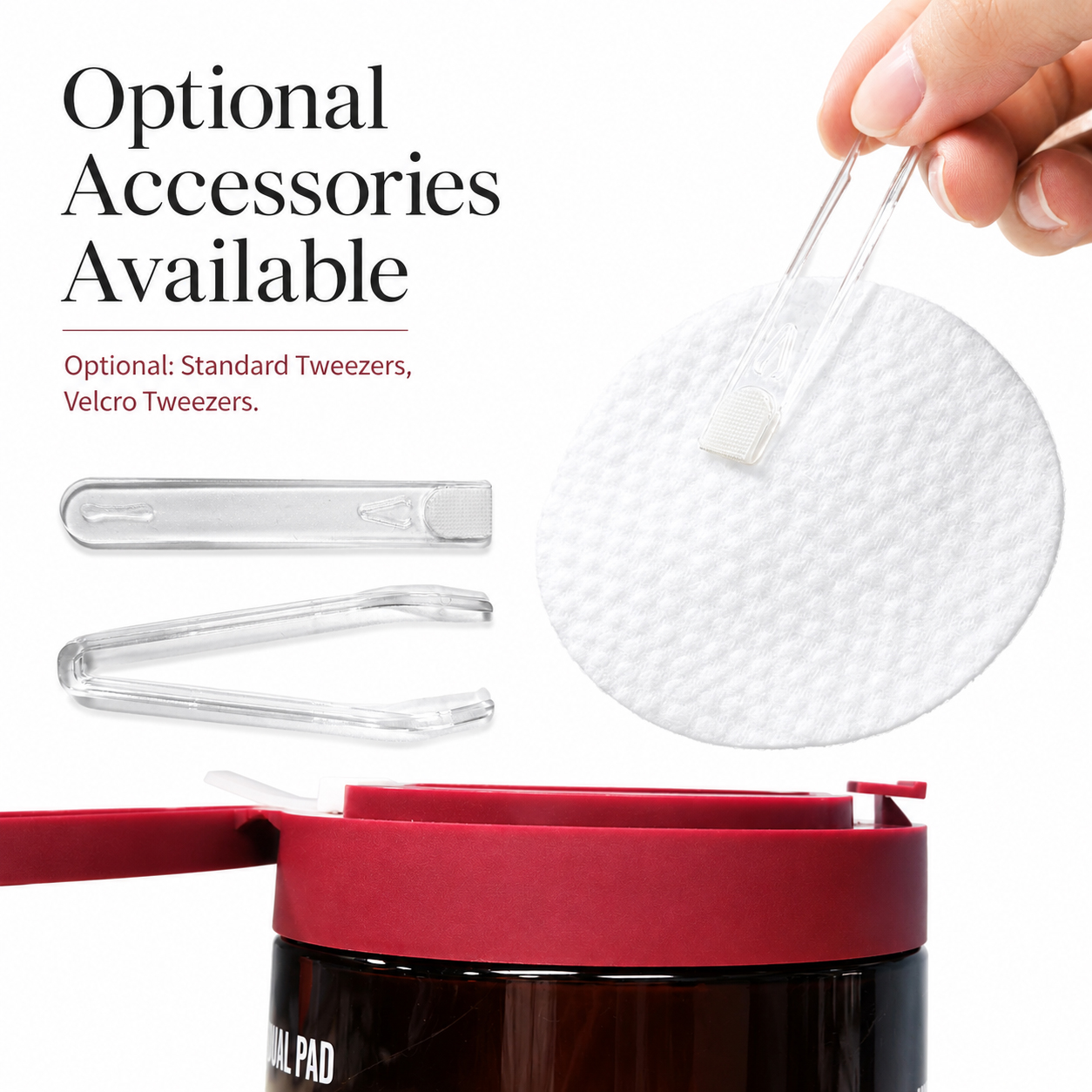 Custom OEM/ODM Refillable Cosmetic Jar Luxury Skincare Packaging Jars Toner Cotton Pad Container with Tweezers Food Grade PET/PP