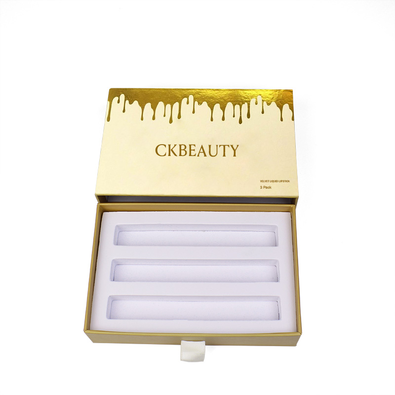 Private Label Custom logo Sliding Drawer Lipstick Lipgloss Luxury Lip Gloss Packaging Gift Box with Insert